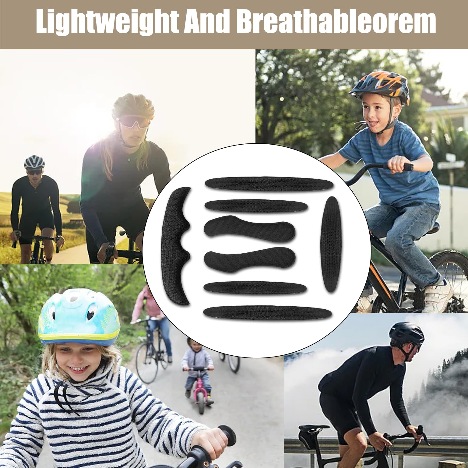 NHTJTHE 2 Sätze Helm Polster-Schaumstoff-Kit, Universal Fahrradhelm Polster,Ersatz Helm Polsterung Zubehör, Geeignet für die Montage an Fahrradhelmen, Mountainbike-Helmen, Kinderhelmen Sport & Freizeit