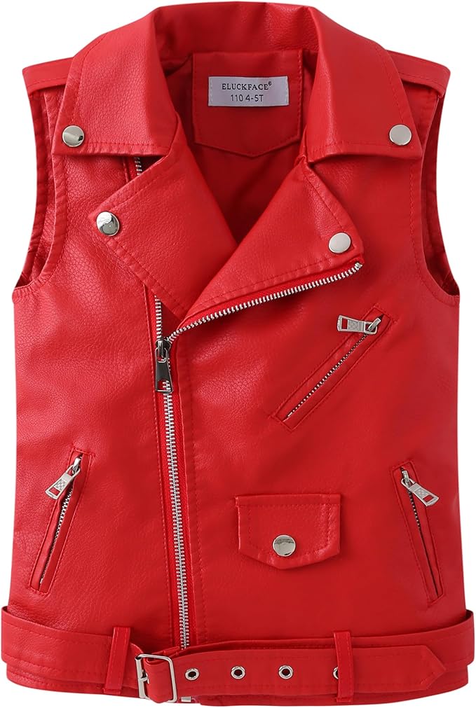 ELUCKFACE Kids Boys Girls Womens Faux Leather Motorcycle Vest Joker Style Biker Parent-Child Matching Dress Coat 3+Years