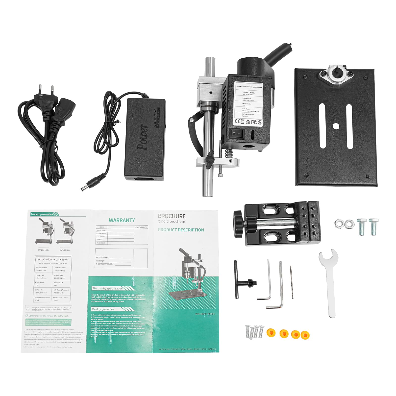 Mini trapano a colonna, potenza 250 W, regolabile in 7 livelli, corsa 50 mm, trapano elettrico a supporto per metallo, legno