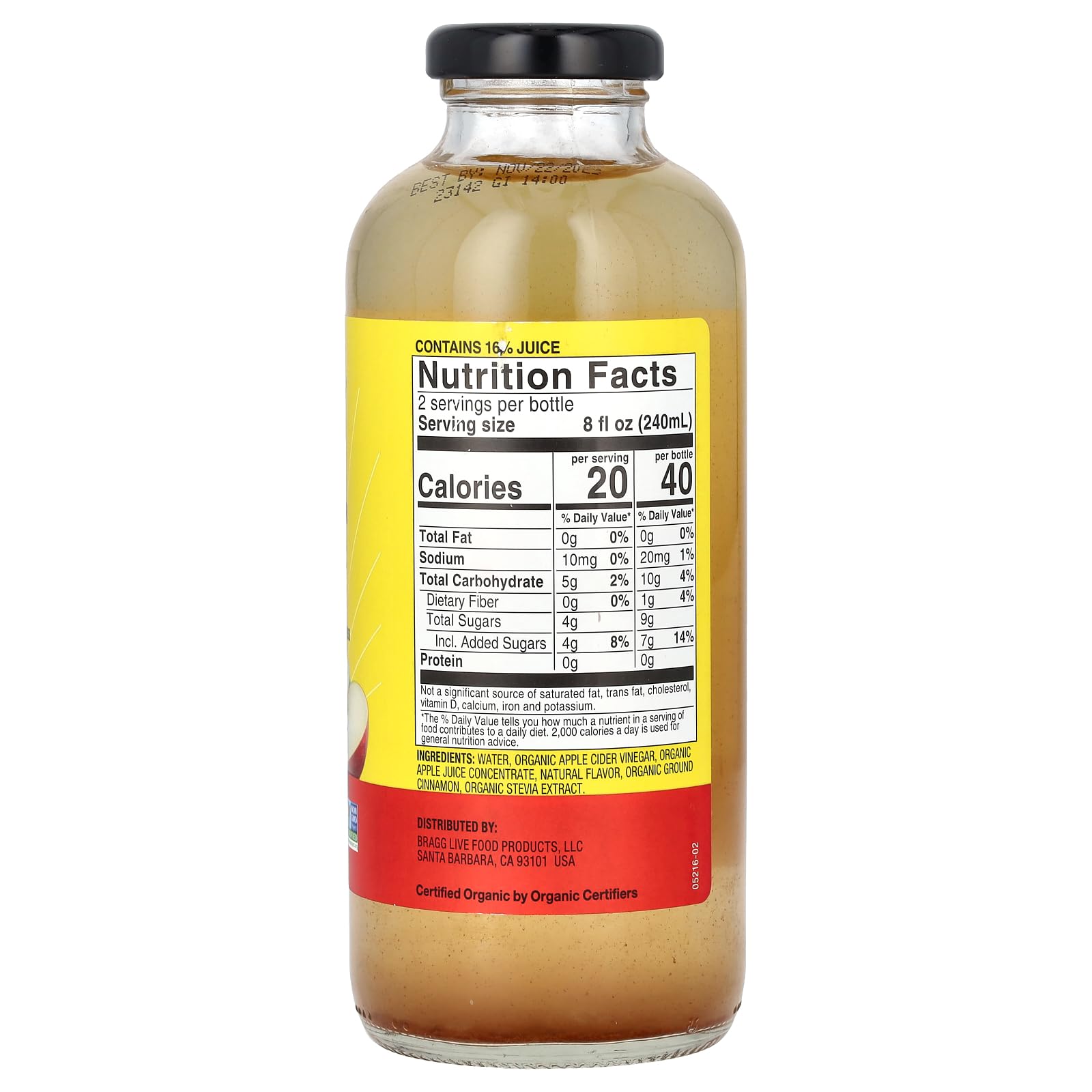 Braggs Organic Apple Cider Vinegar Drink Apple - Cinnamon 16 FL OZ (473ml)