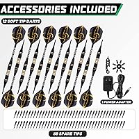 Vista 6 de Dart Board, Decorative Dart Board Cabinet Set [12*Soft Tip Darts], Electronic Dart Board - Wooden Cabinet Doors with Integrated Scoreboard for