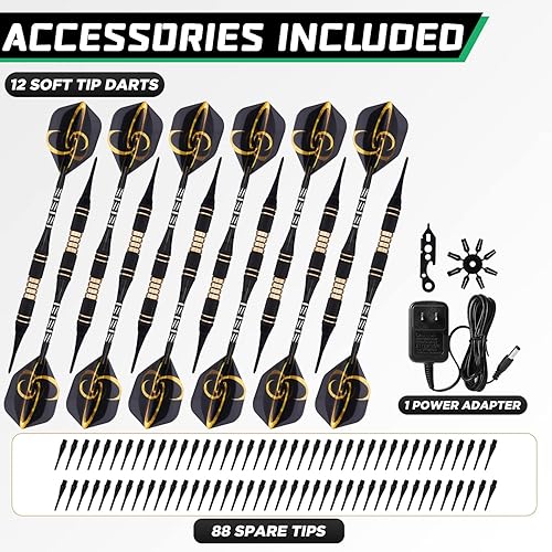 Miniatura 6 de Hanbramo Juego de tablero de dardos, tablero de dardos decorativo 12 dardos de punta suave, tablero de dardos electrónico, puertas de gabinete de