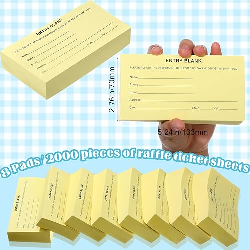 Miniatura 3 de 2000 hojas de boletos para rifas, 8 blocs de formularios de entrada en blanco, boletos para rifas, artículos de recaudación de fondos multicolor,