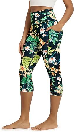 ODODOS Women's High Waisted Yoga Capris with Pockets