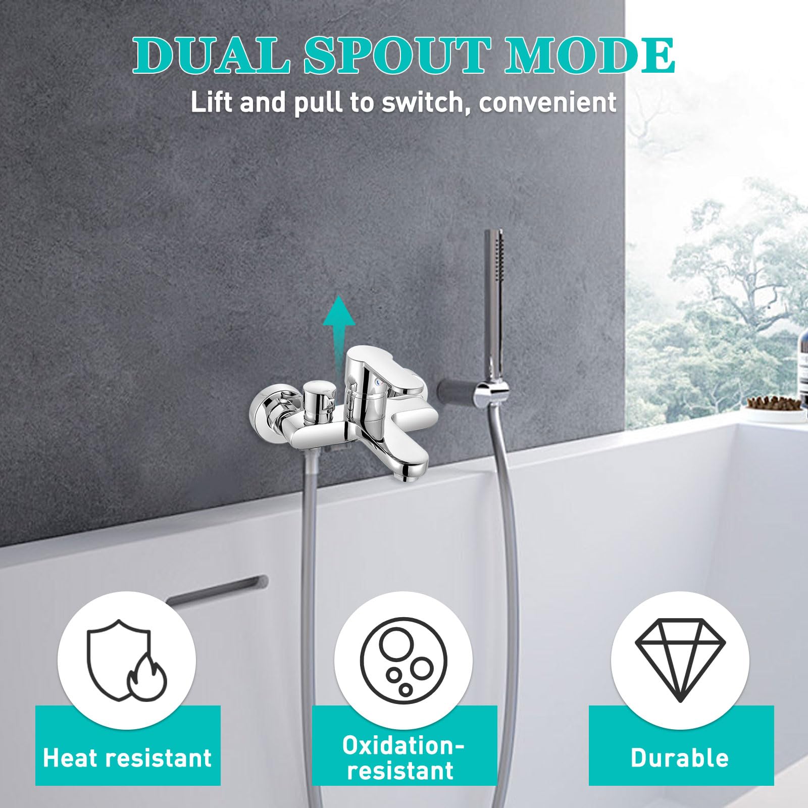 Mischbatterie Badewanne Kit, Badewannenarmatur, Heiß und Kalt Wasserhahn Badewanne mit Montagezubehör, Badewanne Einhebel Wandmontage Duscharmatur für Dusche und Wanne