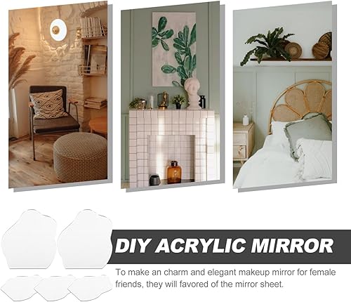 Miniatura 8 de SEWACC Espejo de maquillaje, espejo de maquillaje, espejo acrílico, espejo decorativo, materiales de bricolaje, espejo para el hogar, espejo de