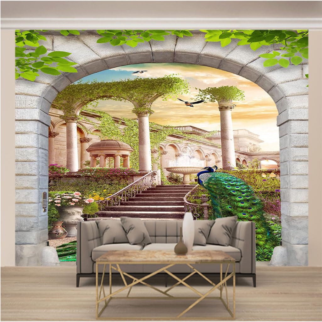 Papier peint panoramique trompe l'oeil 3D de 250x175 cm pour décoration murale de salon moderne