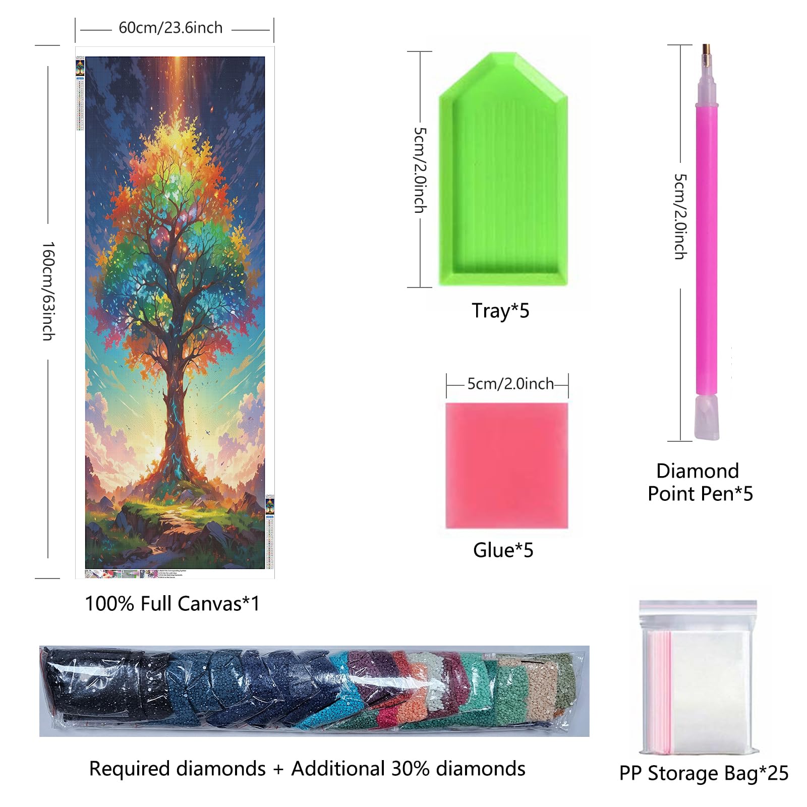 ZHUMUTO Diamond Painting Adulte Très Grand Format 60x160 cm Arbre de Vie