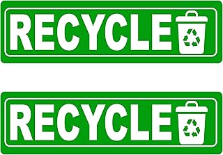 Recycle Sign Metal Business Retail Store Self Adhesive Aluminum Peel and Stick 8x2 Inch Indoor/Outdoor Black (2)