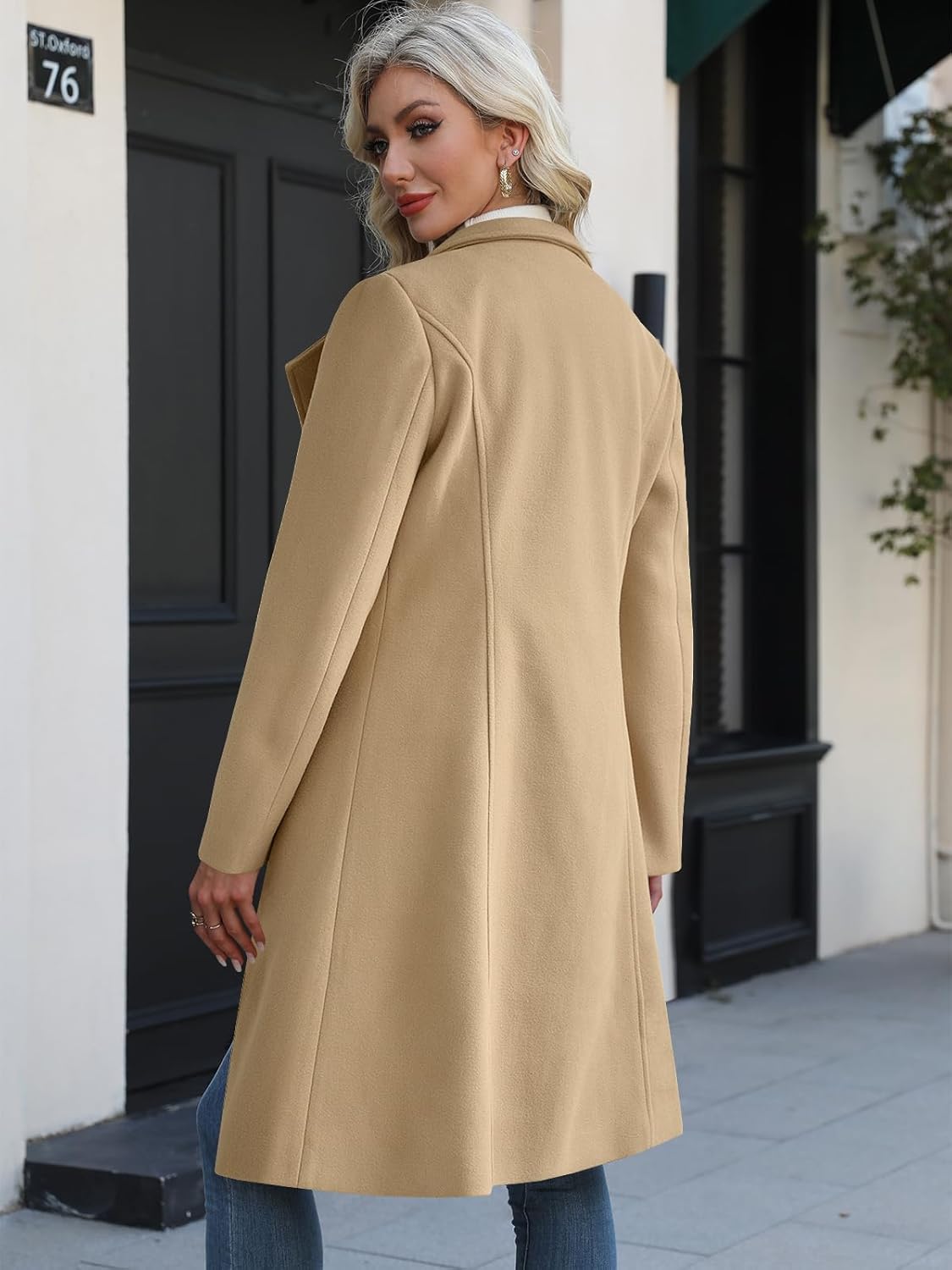 Wool Coats for Women Long Pea Coats Single Breasted Winter Women Trench Coat Jackets - Image 5