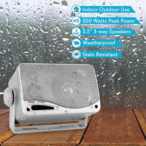 Miniatura 6 de Pyle Altavoces marinos impermeables de 3 vías  Sistema de altavoces dobles para interiores y exteriores de 3.5 pulgadas y 200 W  Altavoz resistente
