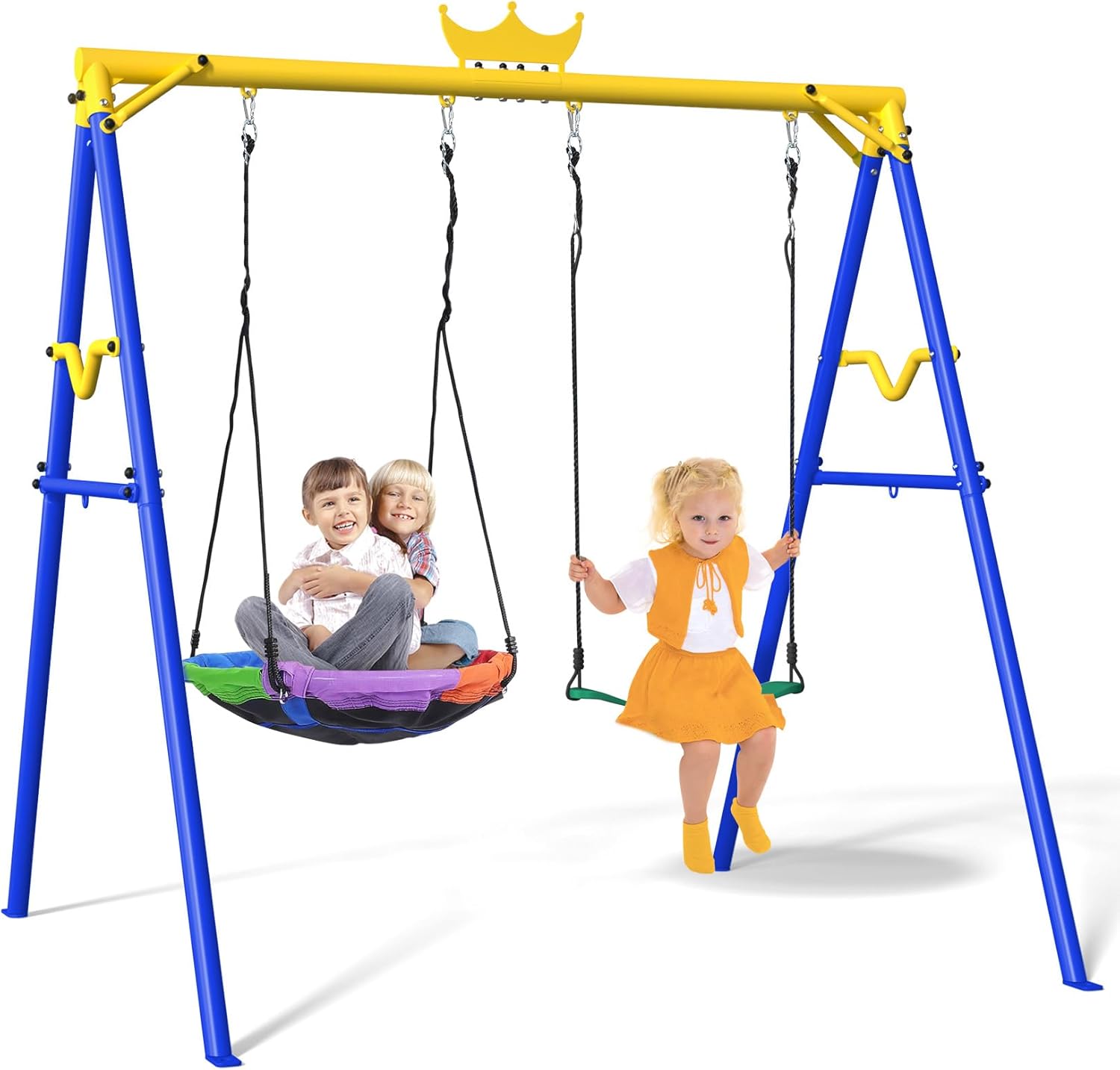Heavy Duty Swing Set Outdoor Playset for Kids Blue Malaysia Ubuy