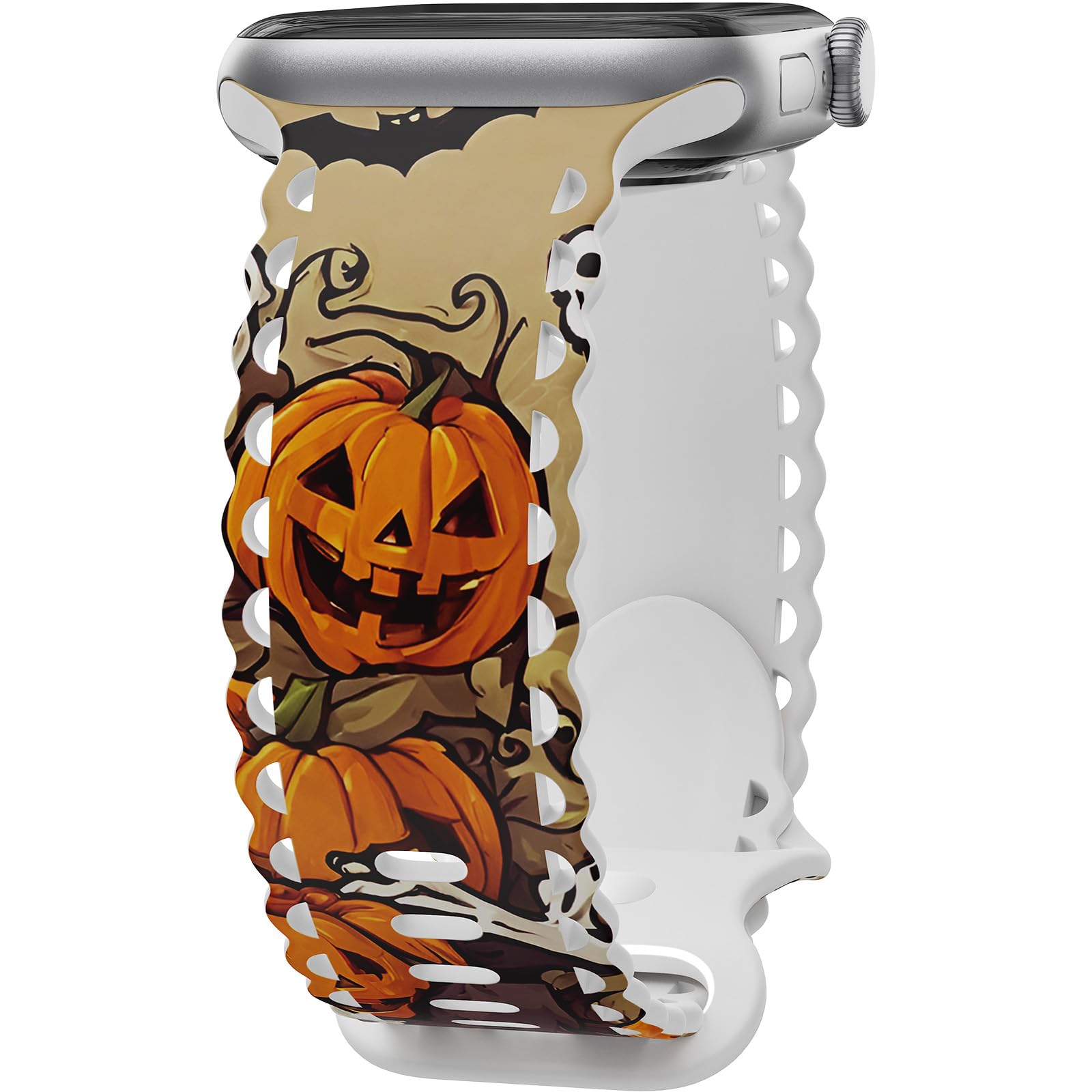 UpfurMach Compatible with Apple Watch Band 41mm 40mm 38mm 49mm 45mm 44mm 42mm Women, Halloween Hollow Soft Silicone Sports Strap For iWatch Ultra SE