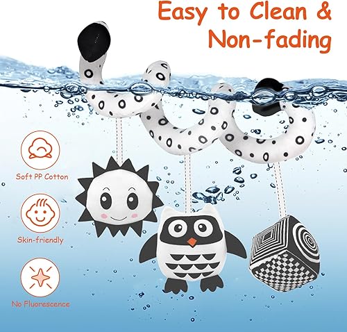 Miniatura 5 de Cochecito colgante en espiral para bebé y asiento de automóvil, juguetes para bebés de 0 a 6 meses, juguetes de actividad de felpa para cama,