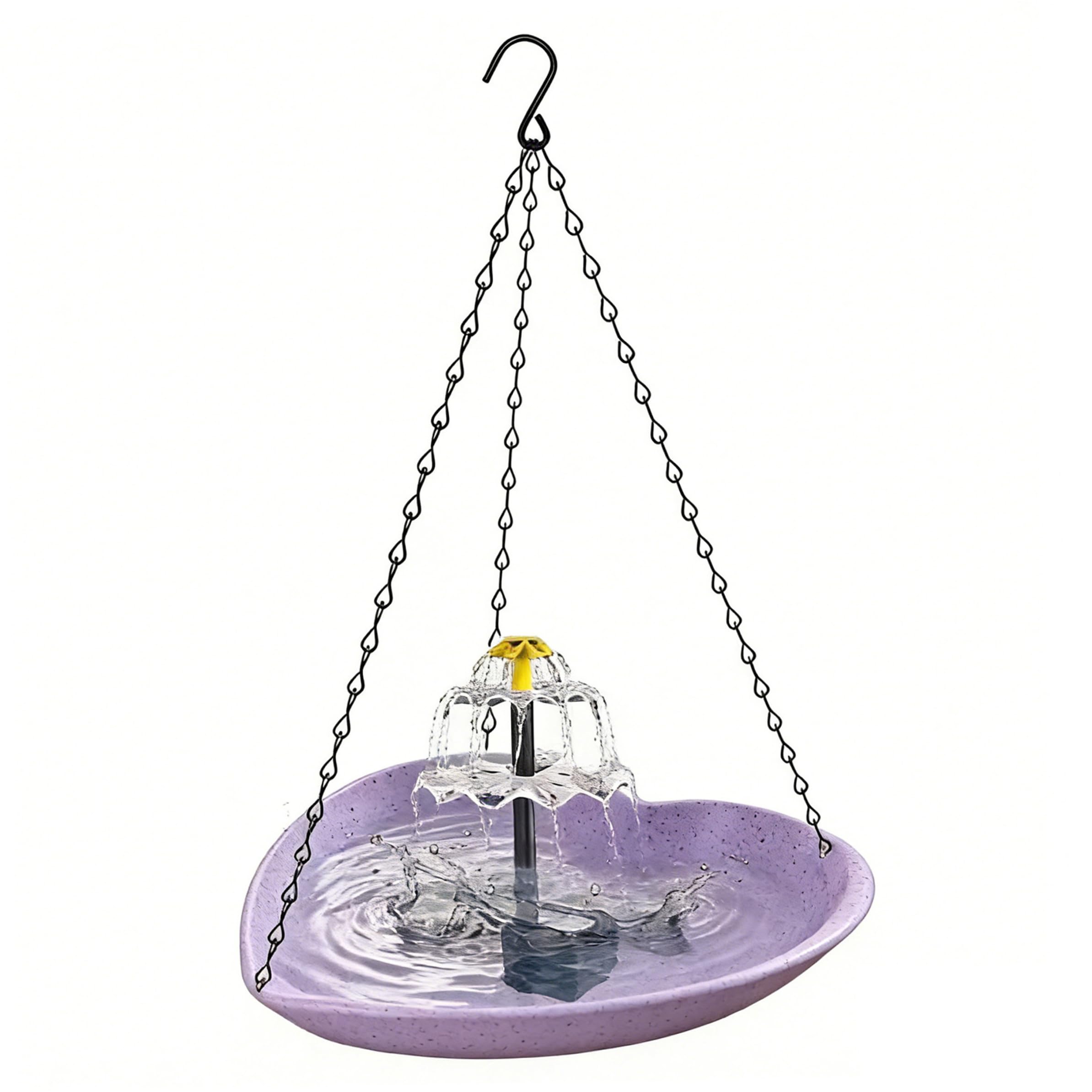 Fuente solar para baño de pájaros colgante y cuenco de agua exterior