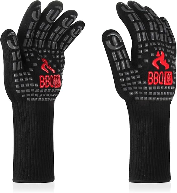 INKBIRD BBQ Gloves Heat Resistant Grill Gloves, 800 /1472 Extreme Heat Resistant Oven Gloves, Long Wrist Protect, Non-Slip Silicone, Barbecue Gloves for Cooking BBQ Kitchen