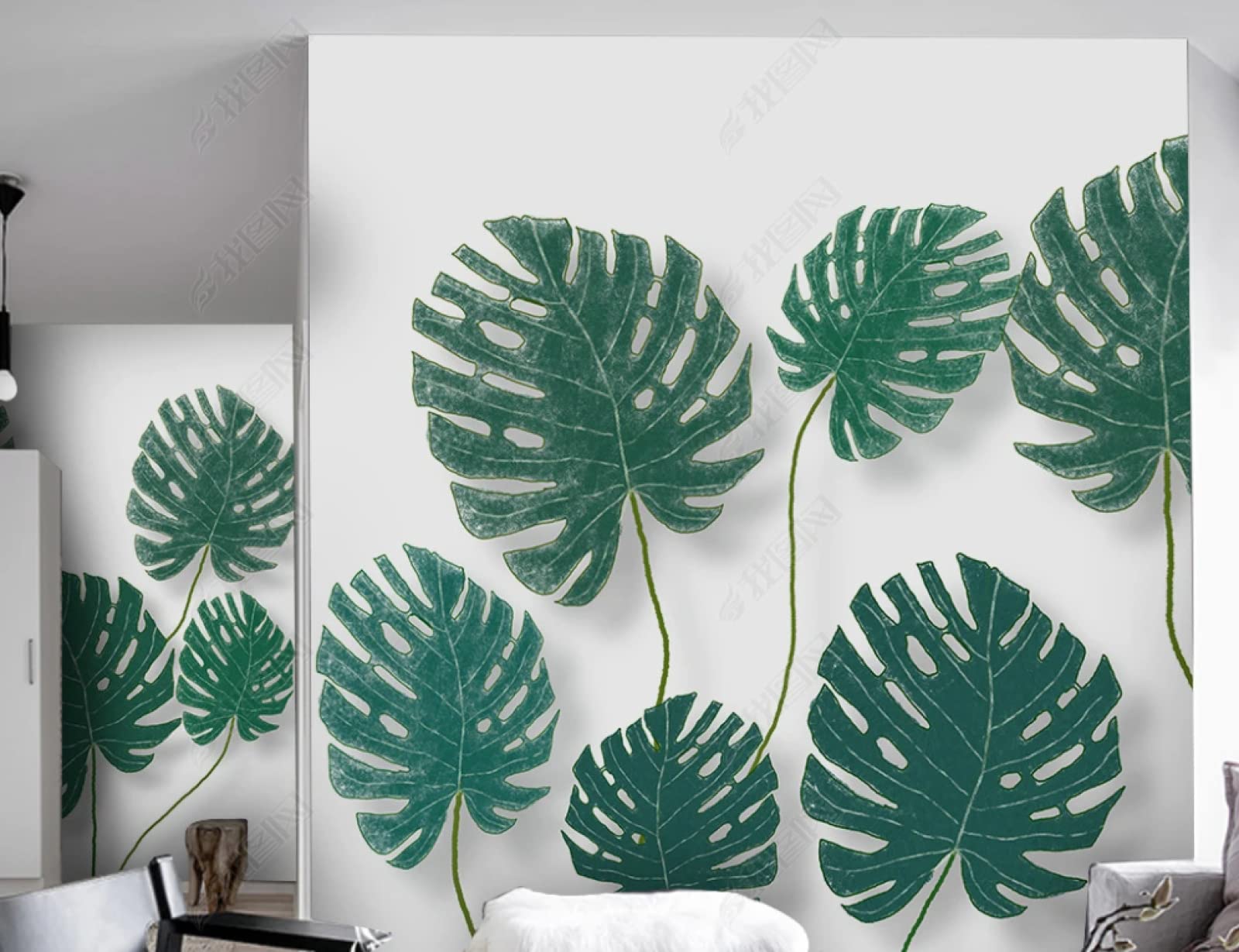 Fototapeta 3D tropikalna roślina monstera mural ścienny włóknina mural salon sypialnia tapeta 300 (szer.) x 210 (wys.) cm