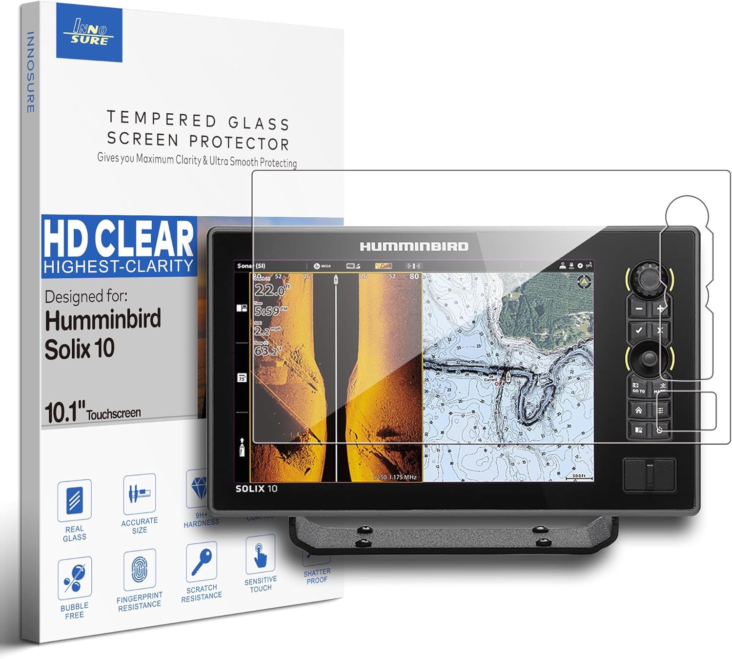 Premium Tempered Glass Screen Protector designed for Humminbird Solix 15 Finshfinder G1/G2/G3/G4 15.4 Inch Touchscreen Accessories 15" 9H Anti Scratch (HD Clear)