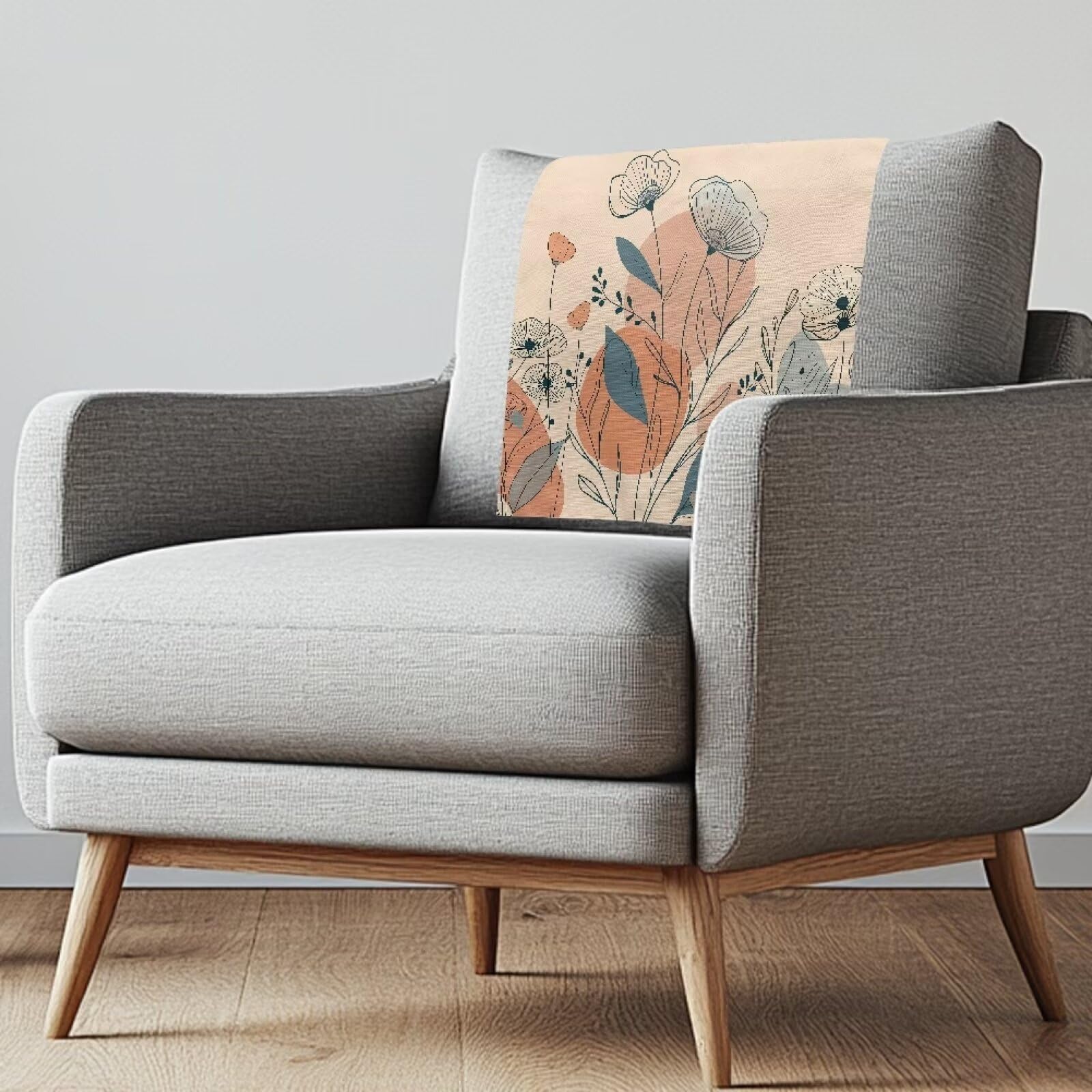 Fuojuvelie Boho Floral Sofa Headrest Slipcovers Breathable Recliner Backrest Cover Machine Washable Headrest Cover Recliner Chair Protector with 10 Twist Pins