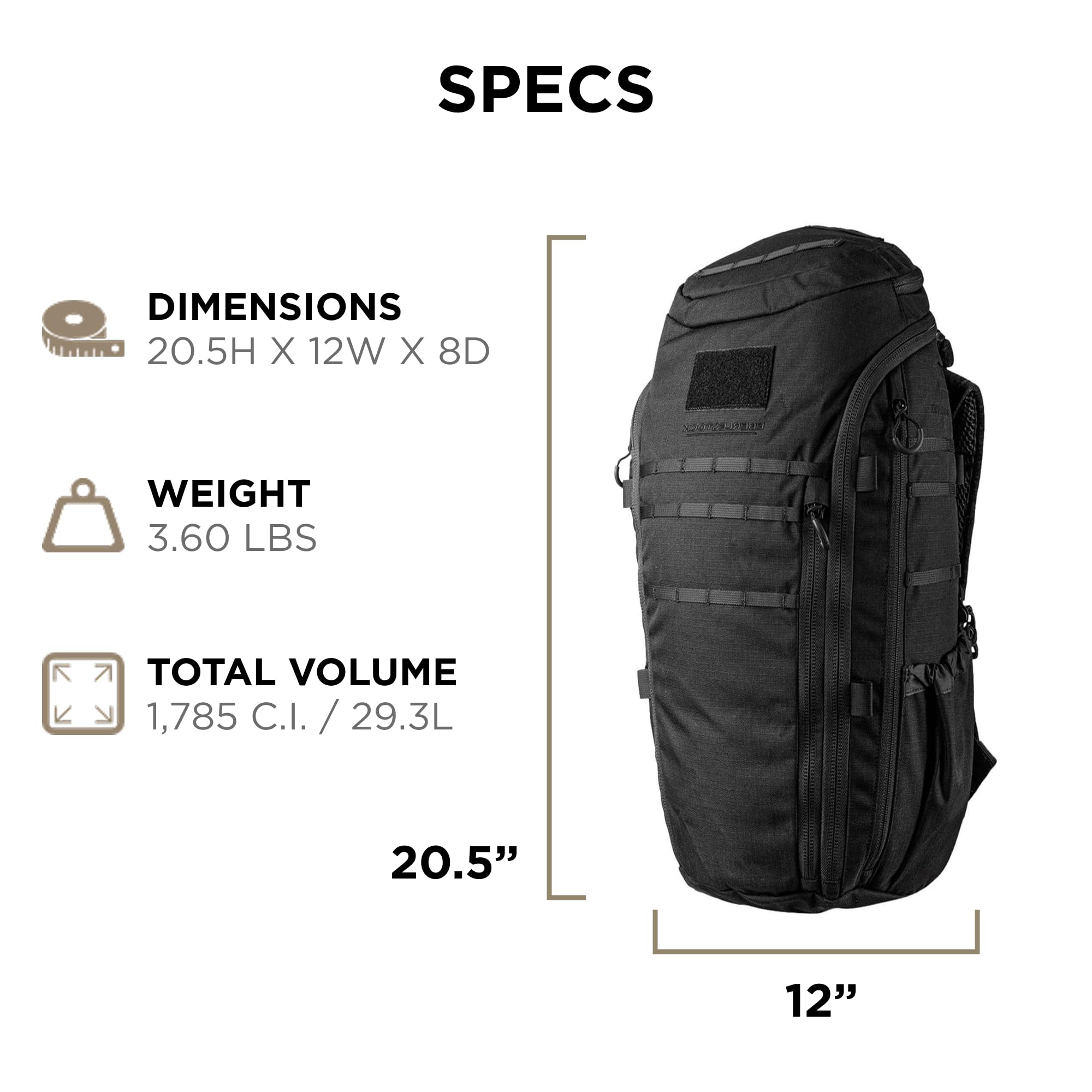 Eberlestock Switchblade Rucksack, taktischer EDC-Rucksack mit flachem Profil für maximale Kapazität und optimale Organisation, Coyote Braun, Tagesrucksäcke