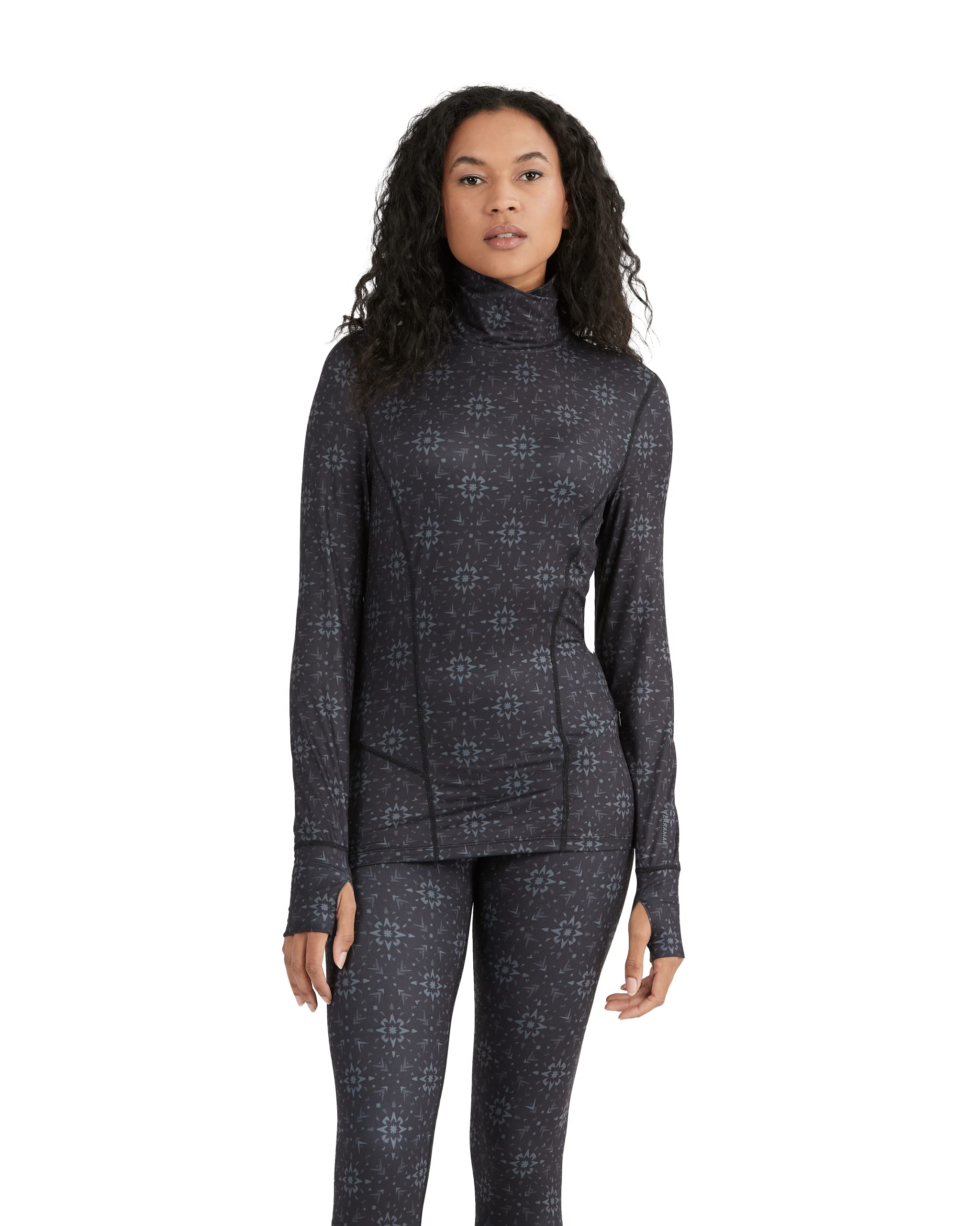 Terramar Women's Standard Cloud Nine 4-Way Stretch Brushed Turtle Neck, BlackBerry Melange, X-Small