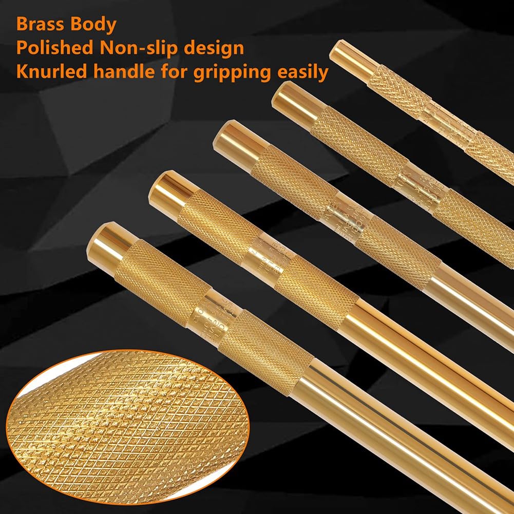 Set di punzoni in ottone, 25075 25076 25077, 5 pezzi con 1/4, 3/8, 1/2, 5/8, 3/4