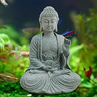 Vista 1 de livelyfish Estatua de Buda para pecera, hecha a mano, decoración de acuario japonés, escultura de Buda de meditación de mano de paz para acuario