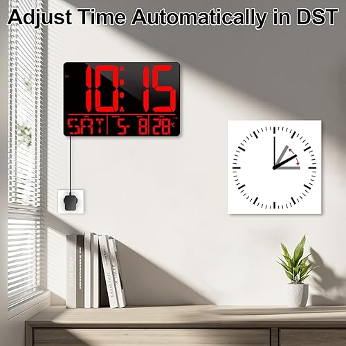 Miniatura 5 de Actualizado Reloj de pared digital de 13 pulgadas con control remoto, 25 tonos de llamada reloj de escritorio digital con función