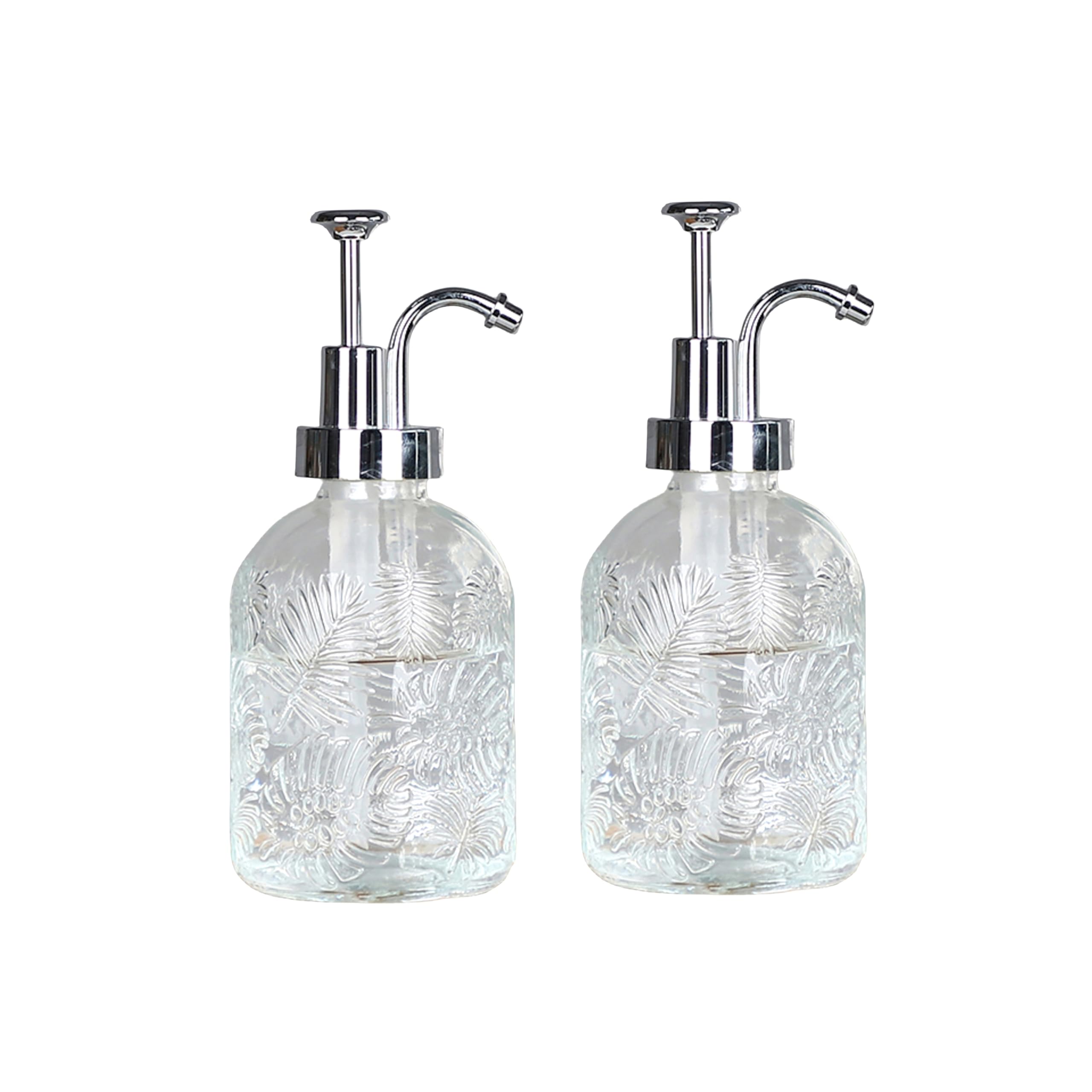 VKSGCoffee Syrup Dispenser Coffee Bar Accessories Glass Pump Soap Dispenser Kitchen Hand Soap Dispenser Sour Cream (et of 2 Maple Silver nozzles)