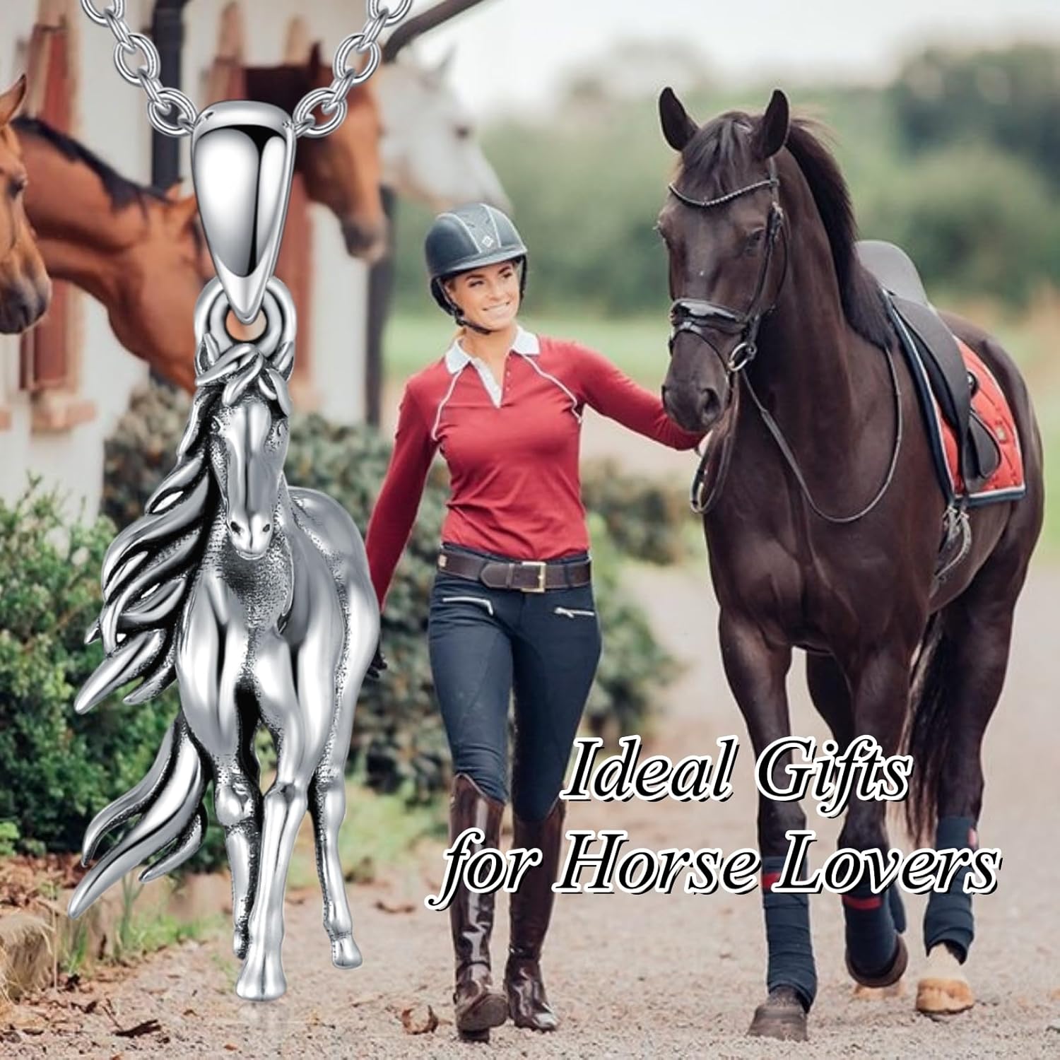 PELOVNY Horse Necklace 925 Sterling Silver Horse Pendant Horseback Riding Jewelry Equestrian Gifts for Women Men Unisex - Image 5