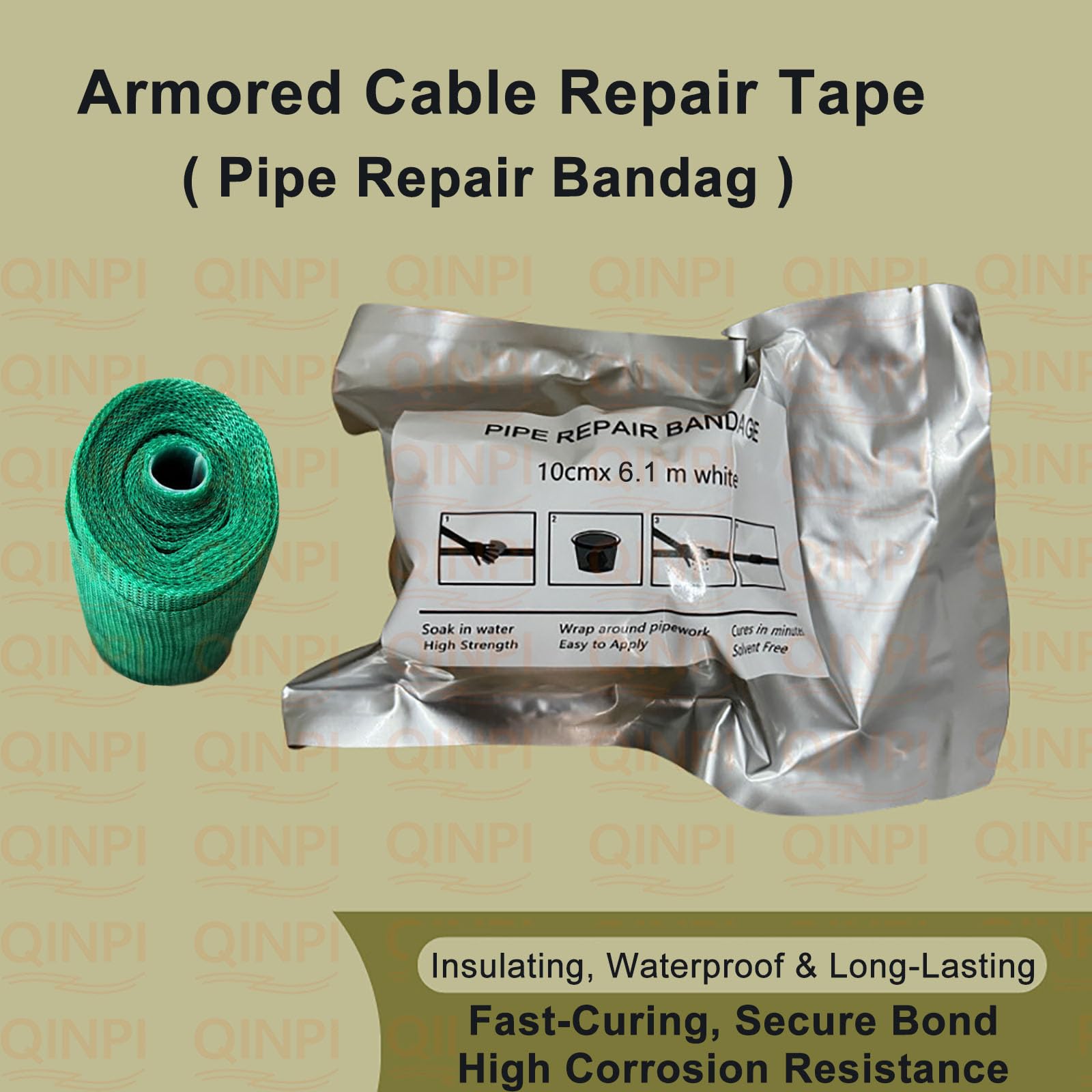 Venda de Reparación para Cable Blindado, Cinta Impermeable de Fibra de Vidrio para Cubierta de Cable Eléctrico, Cinta Industrial Autoadhesiva de Reparación, Protección Eléctrica de Curado Rápido