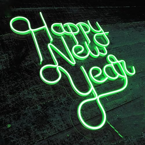 Miniatura 4 de Letrero de neón con texto en inglés Happy New Year para decoraciones de Año Nuevo, gran cartel de luz LED para fondo de fiesta de Año Nuevo,