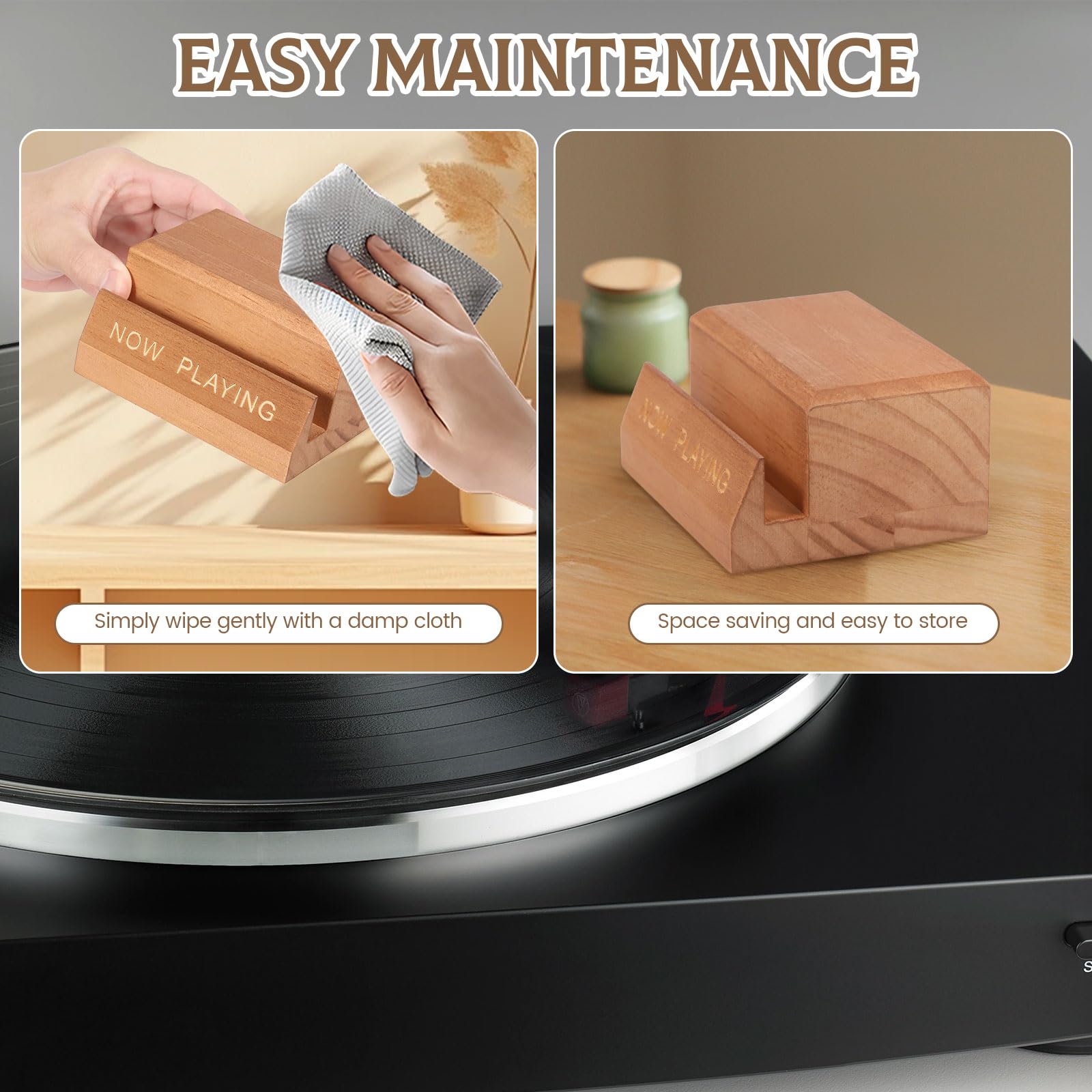 Espositore per dischi in vinile in legno, 2 pezzi, per album, decorazione stabile, versatile, bordo liscio, espositore per LP per casa e negozio