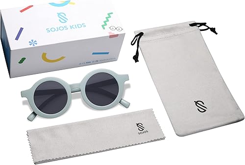 Miniatura 5 de SOJOS - Lentes de sol redondos polarizados para niños y niñas, protección ultravioleta 400 (UV400), lentes de sol para las vacaciones en la playa