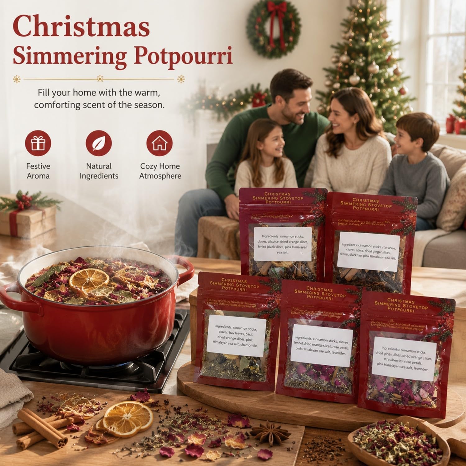 6 Pack Simmer Pot Mix, Holiday Simmering Pot Potpourri, 6 Scents