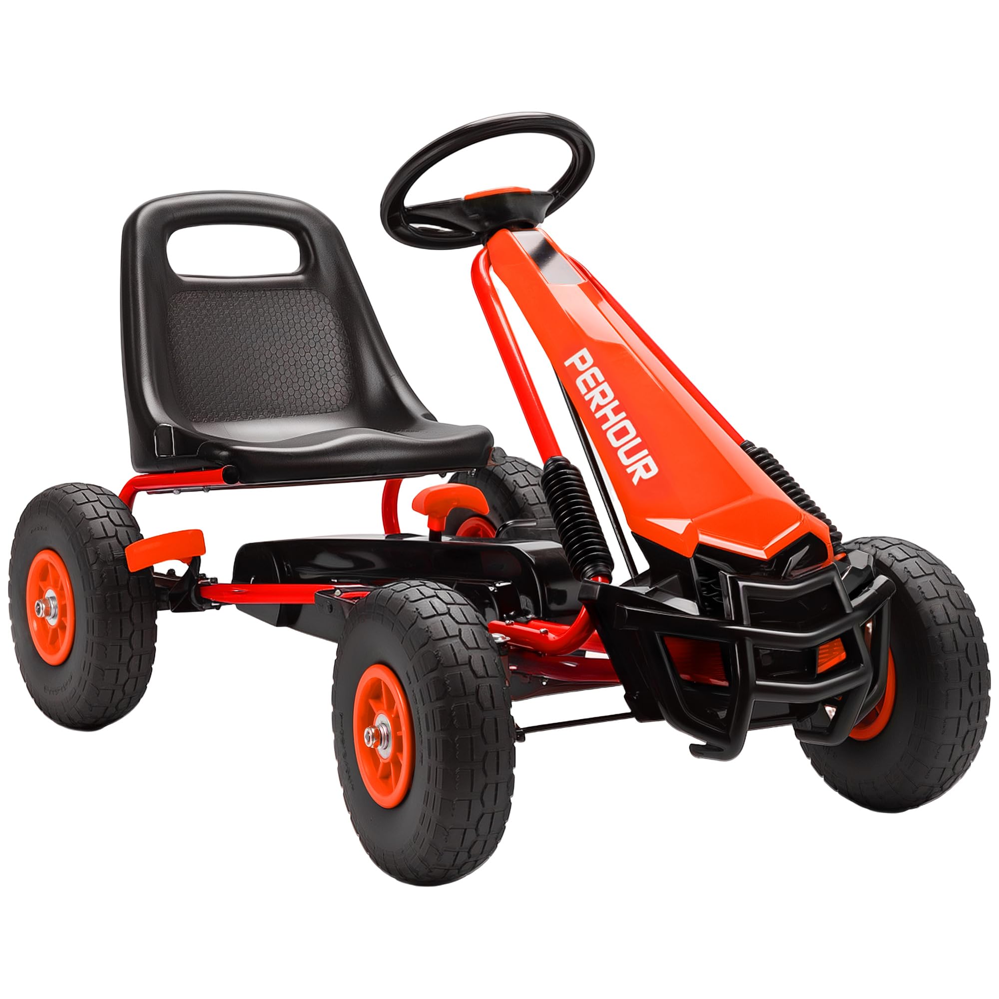AIYAPLAY Kids Pedal Go Kart, Children Ride on Racer with Adjustable Seat, EVA Tyres, Manual Clutch, Brake, Go Cart for Kids 3-8 Years, Red