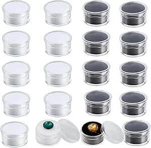 Présentoir à Bijoux 60 Pièces - Boîtes Rondes Avec éponge Noire, Coffret Cuir PU, Pour Pierres, Bagues, Diamants