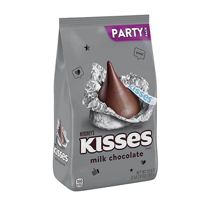 HERSHEY'S KISSES Milk Chocolate, Christmas Candy Party Pack, 35.8 oz