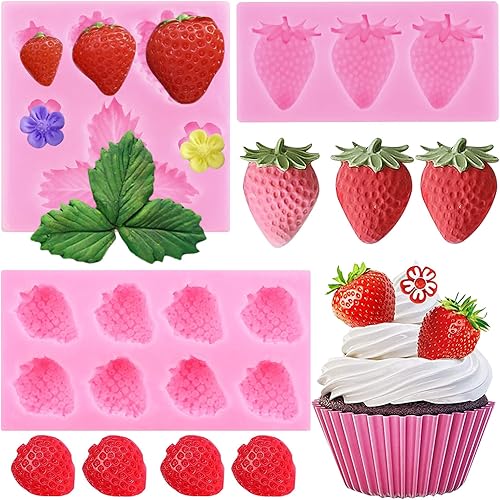 Miniatura 10 de Mujiang Mini moldes de silicona para fresas, flores de fresa, fondant, para decoración de tartas, cupcakes, decoración de caramelos de azúcar,