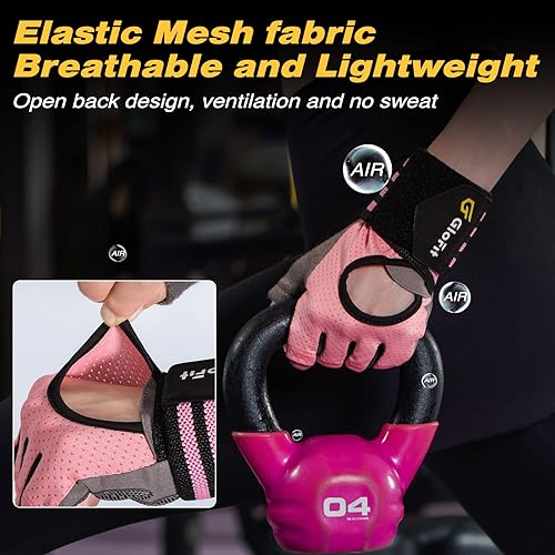 Miniatura 2 de Guantes de entrenamiento con soporte para muñeca para hombres y mujeres, guantes de levantamiento de pesas, antideslizantes, acolchados, sin dedos,