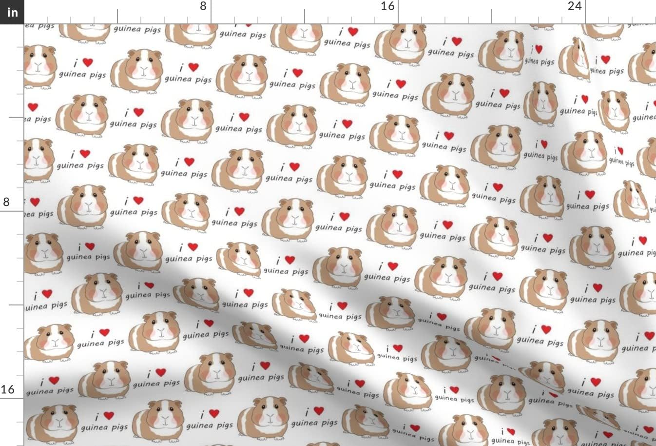 Spoonflower Fabric - Love Guinea Pigs Brown Cute Pig Animal Adorable Red Heart Pets Printed on Minky Fabric by The Yard - Sewing Baby Blankets Quilt Backing Plush