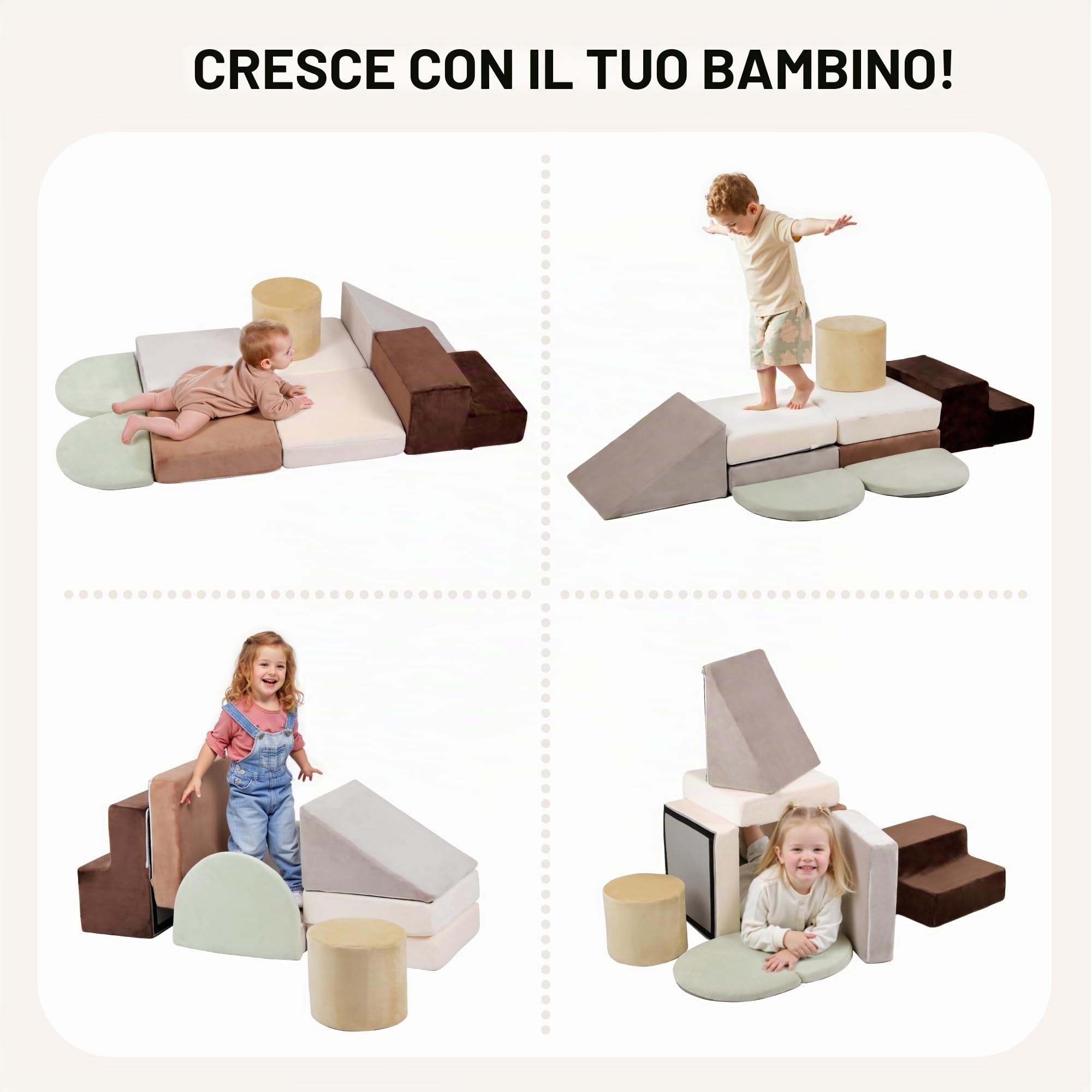 BanaSuper Blocchi di Schiuma per Arrampicata per Bambini, Set 7 Pezzi, Blocchi in Schiuma per Arrampicarsi e Strisciare, Palestra Morbida Montessori per Interni, Giochi Motricità per Ragazzi e Ragazze