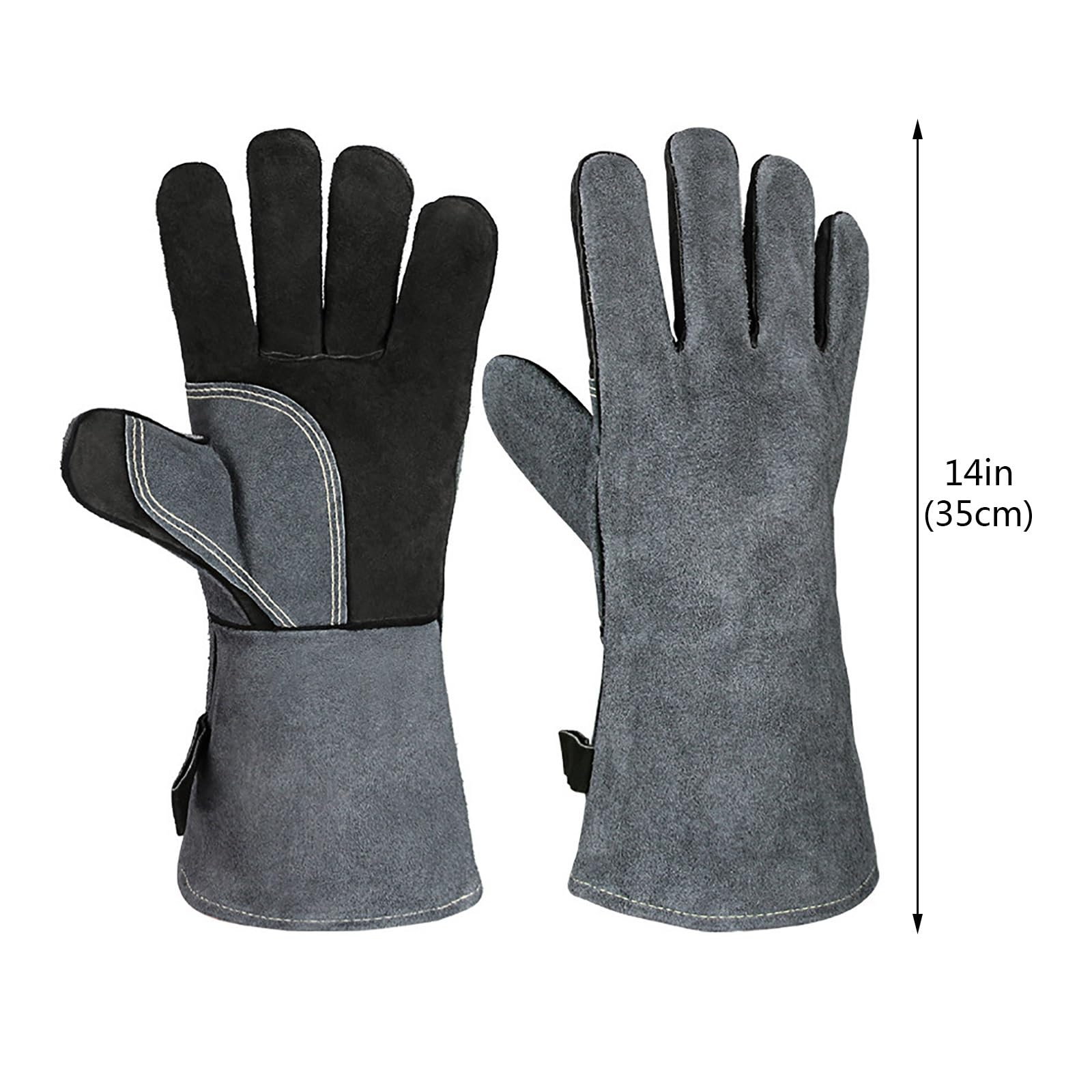 Guantes De Soldador, Guantes De Parrilla Resistentes a Altas Temperaturas, Guantes De Trabajo Espesos para Barbacoa y Horno - 14in & 16in(14in)