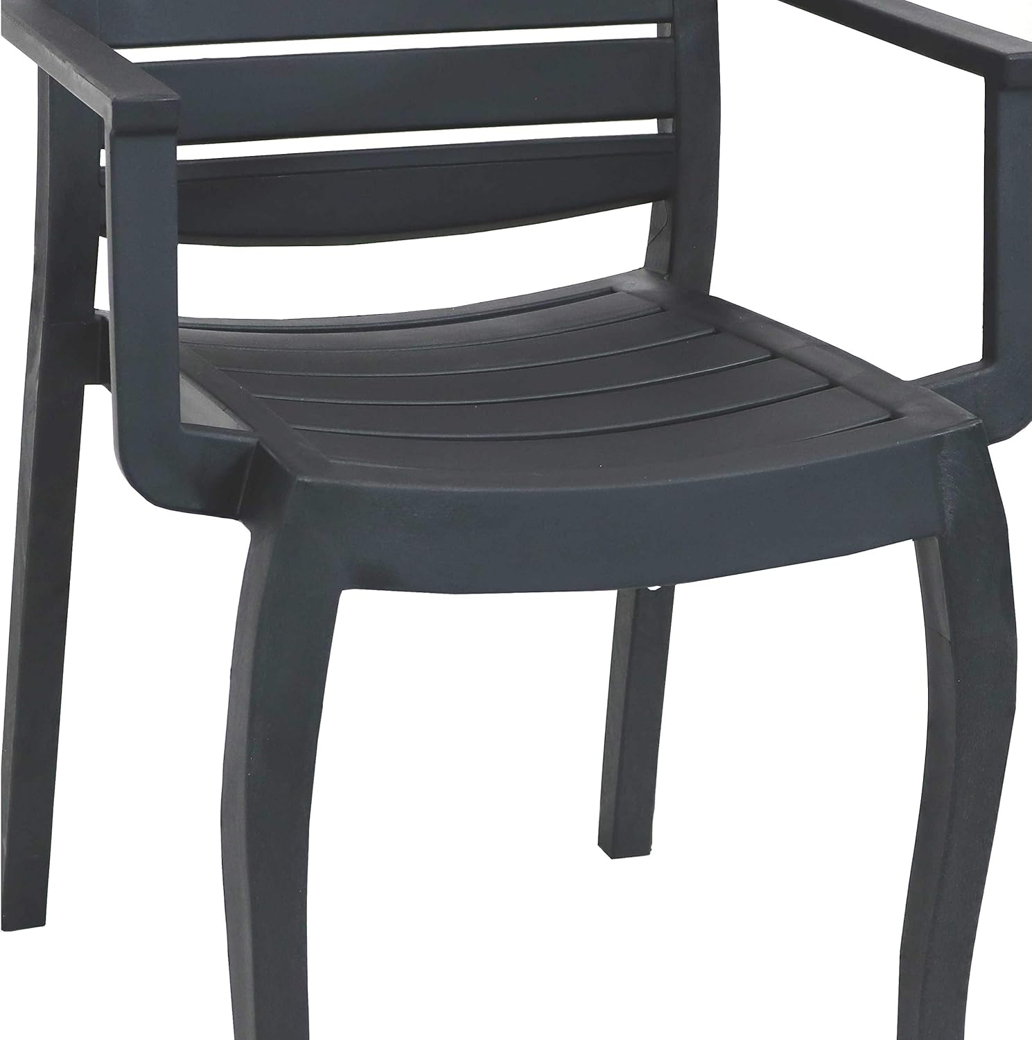 Sunnydaze Illias Plastic Outdoor Patio Arm Chair - Set of 2 - Stackable Seating - Gray