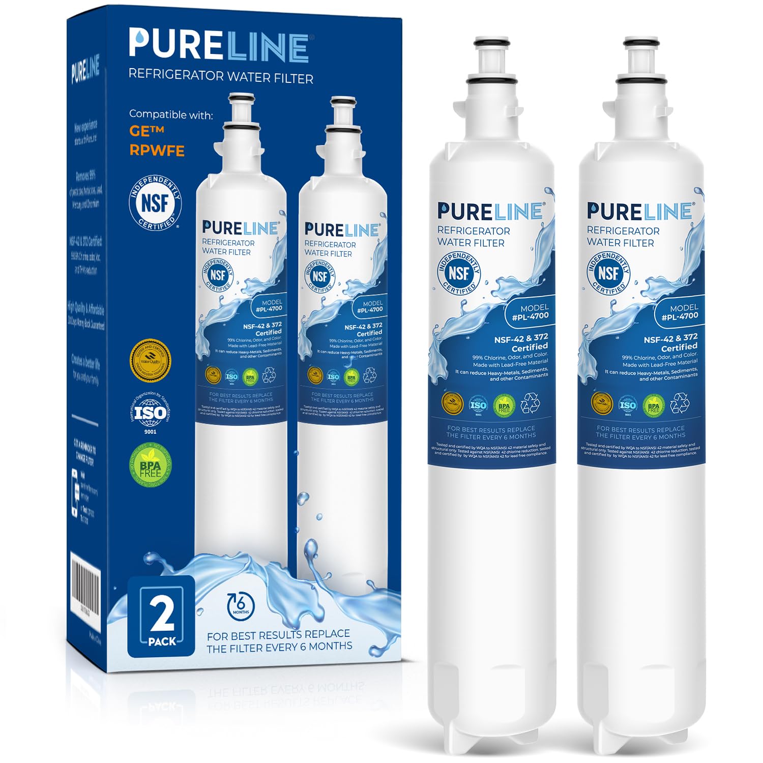 PURELINE GFE28GYNFS Replacement Refrigerator Water Filter (2-Pack)
