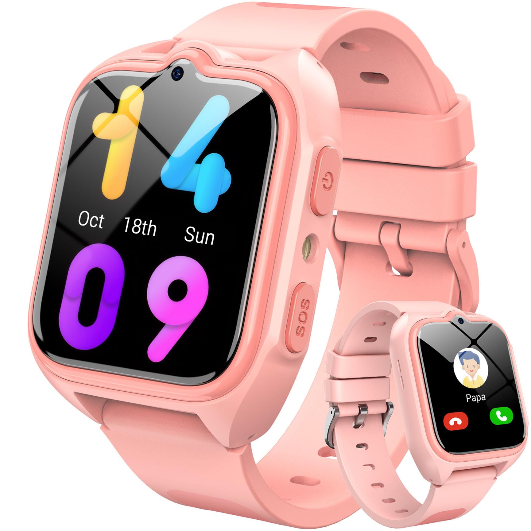 Blackview Smartwatch Damen, Bluetooth-Anrufe/LED-Leuchten/2 Armbänder (Kautschuk/Nylon), Sportuhr mit Puls-Schlaf-SpO2-Schritte-Kalorien-Kilometer-Monitor, 350mAh (6+ Tage), Fitnessuhr für Android iOS