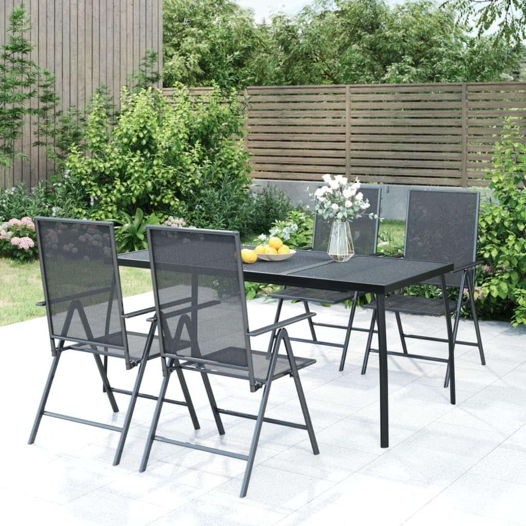 Table de jardin 165x80 cm en acier anthracite stable pour vent fort