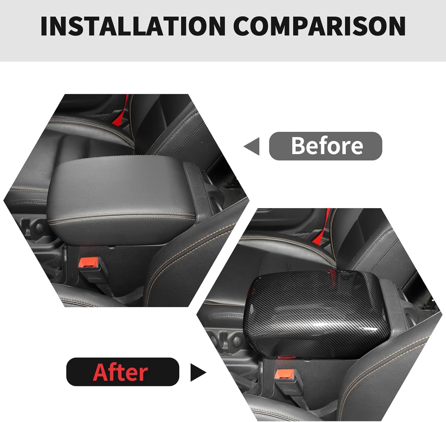 RT-TCZ Center Console Cover Armrest Box Trim Cover Decoration Interior Accessories for Jeep Wrangler JL JLU & Gladiator JT 2018-2025 (Black Carbon Fiber)