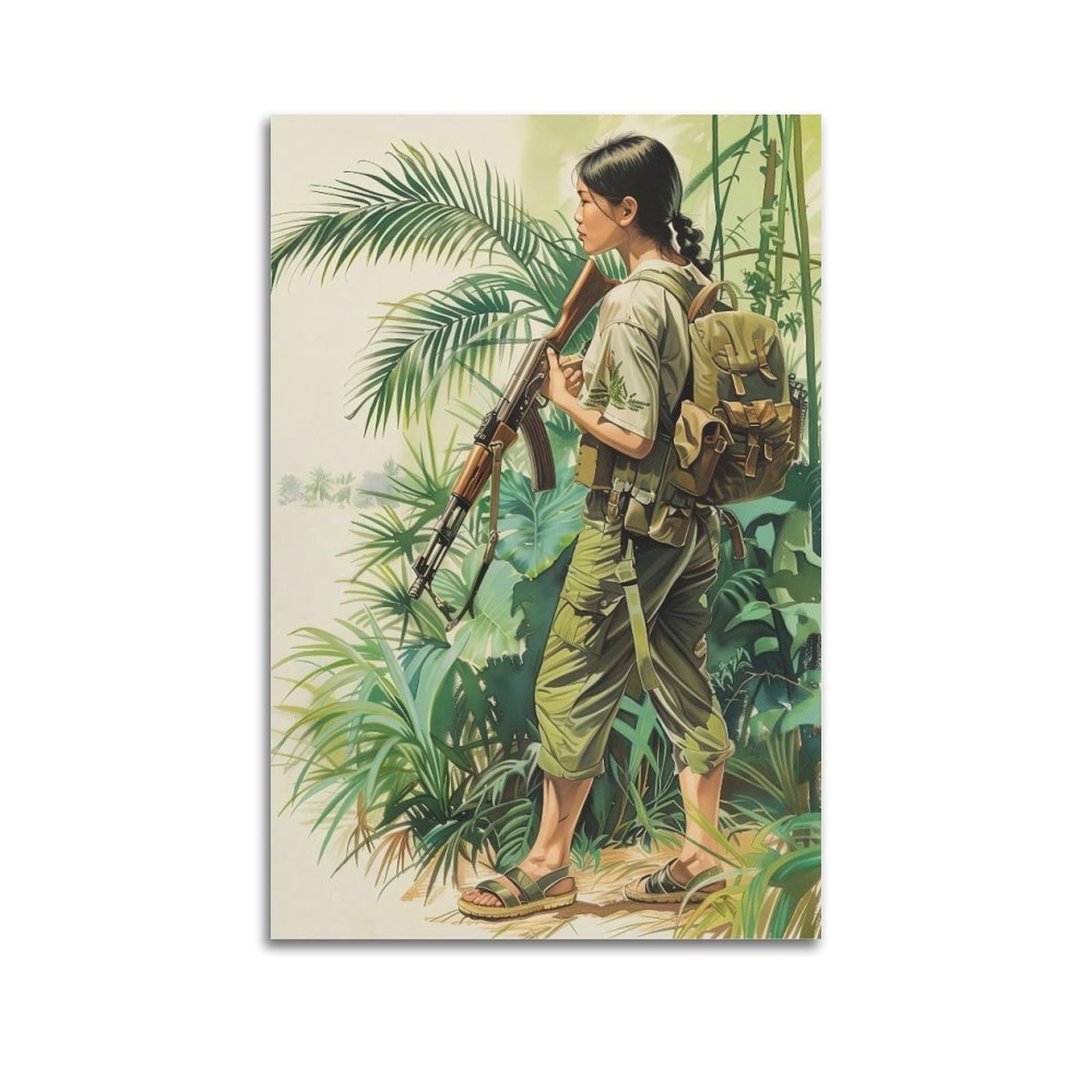 Fyrco Women's Unframe-Style Vintage War Poster Vietnam Soldier In War Military Artwork Decorative Painting Canvas Poster 24X36inch(60X90cm)