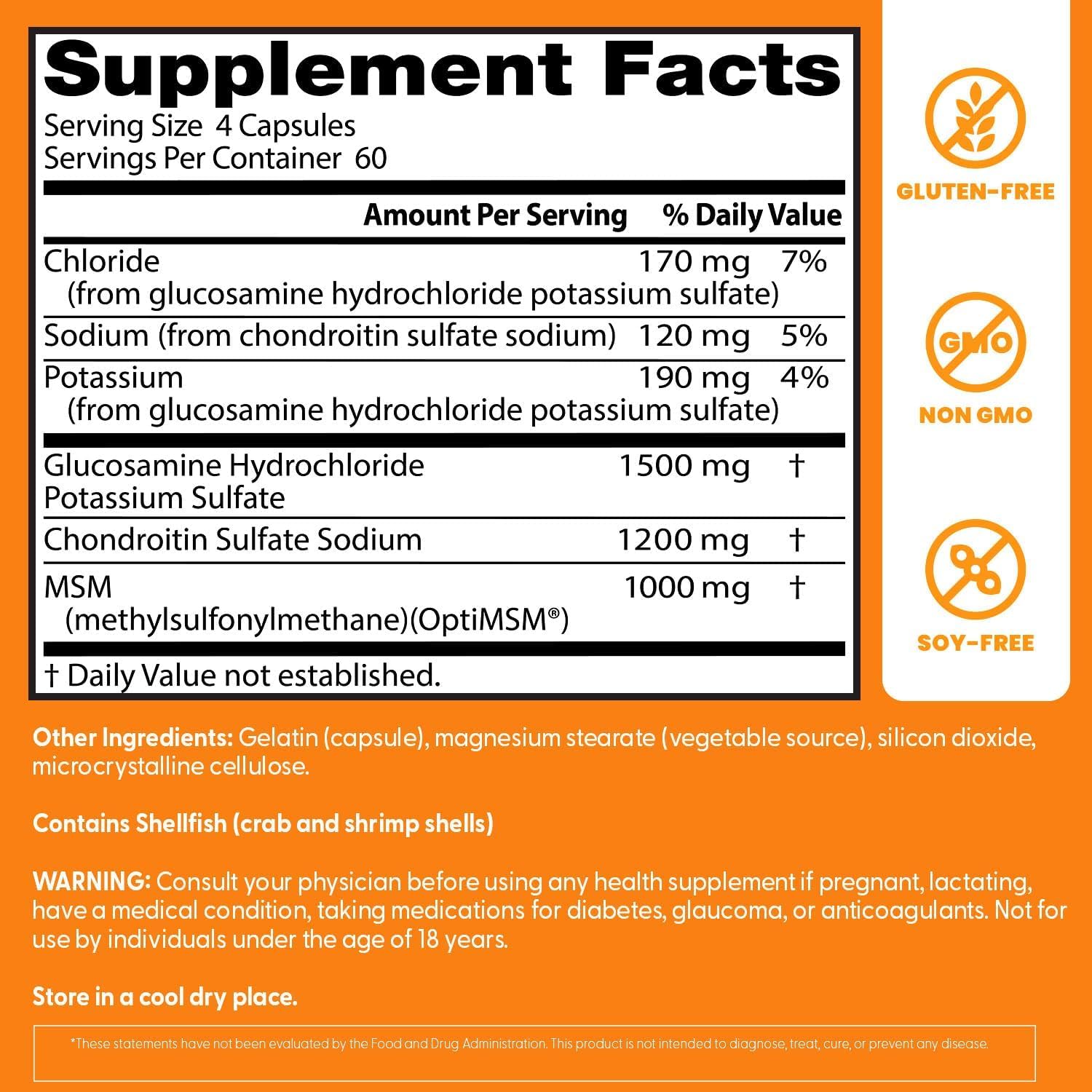 Doctor's Best Glucosamine Chondroitin MSM, Non GMO, 240 Capsules (2 Pack) — Amazon image 4
